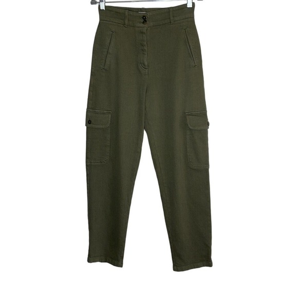 ARITZIA WILFRED FREE MODERN CARGO OLIVE GREEN BUTTON FLY PANTS SIZE 6 - Picture 1 of 11
